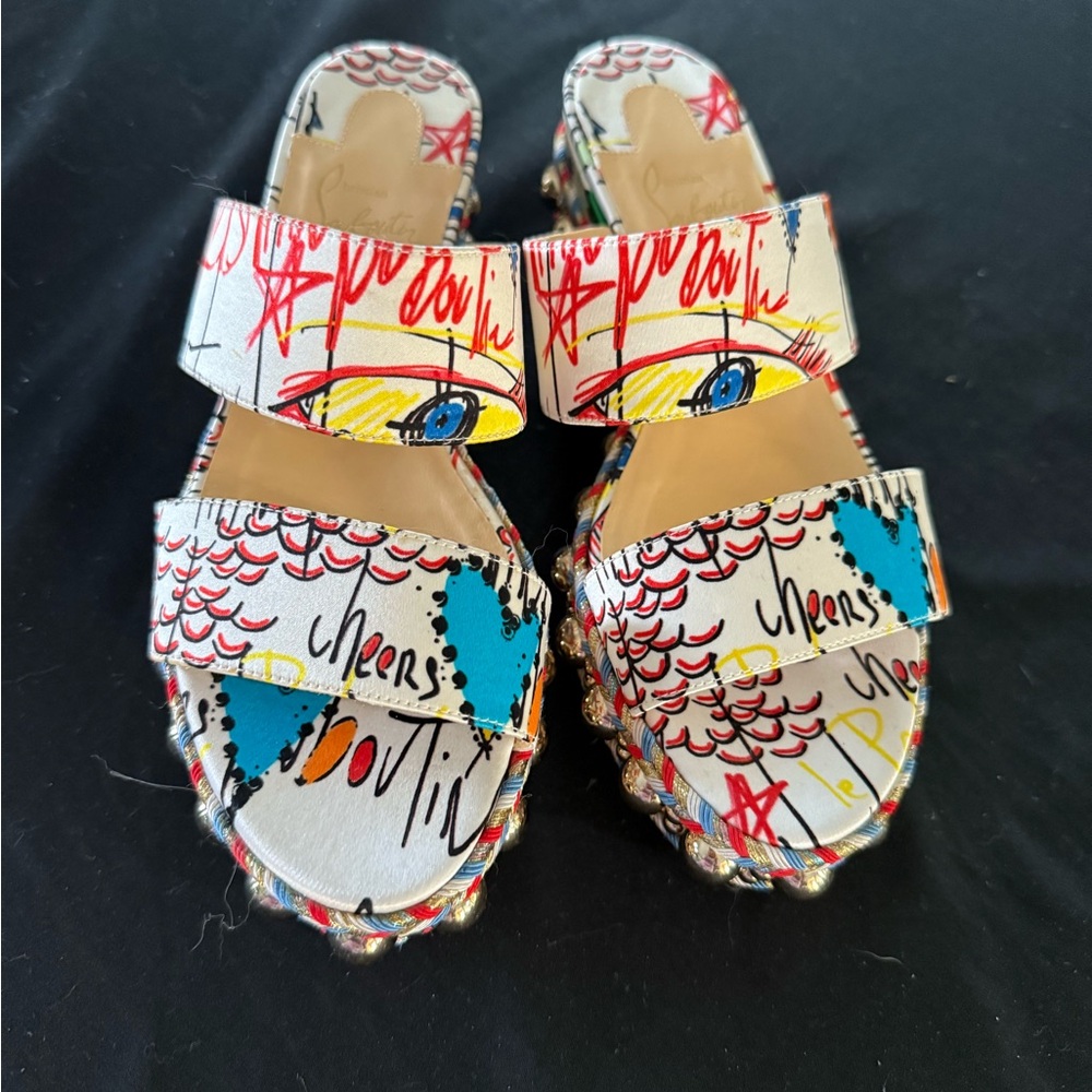 Christian Loubouiton Authentic Colorful Studded platform  Sandals 36 6